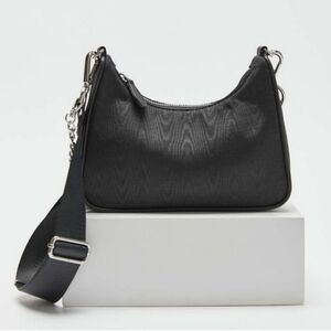Urban Outfitters Lita Black Nylon Silver Chain Shoulder Crossbody Bag